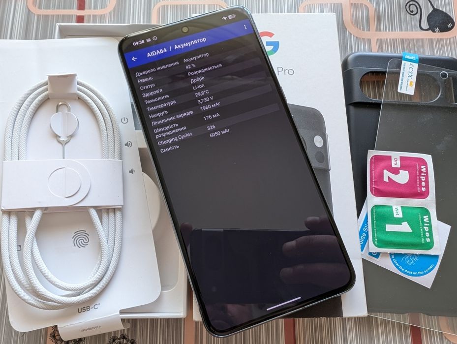 Супер Стан Google Pixel 8 Pro 12-128Gb Obsidian/Neverlock/2-Sim/NFC/326 циклів/Супер Камери/Без Вигорання/Без Дефектів