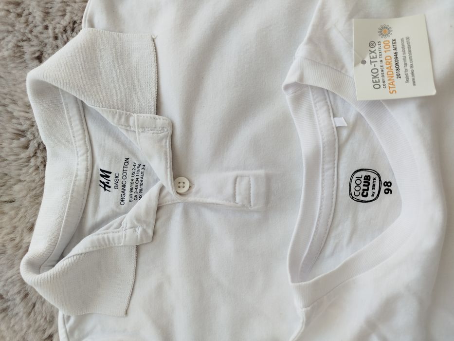 Dwa białe t-shirt H&M smyk 98/104
