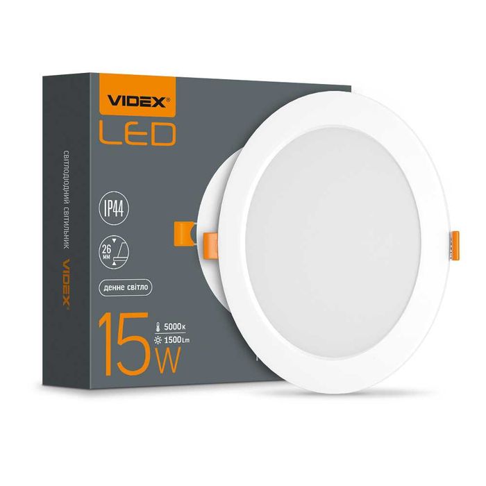 LED світильник Back вбудований круглий VIDEX 15W 5000K 26339