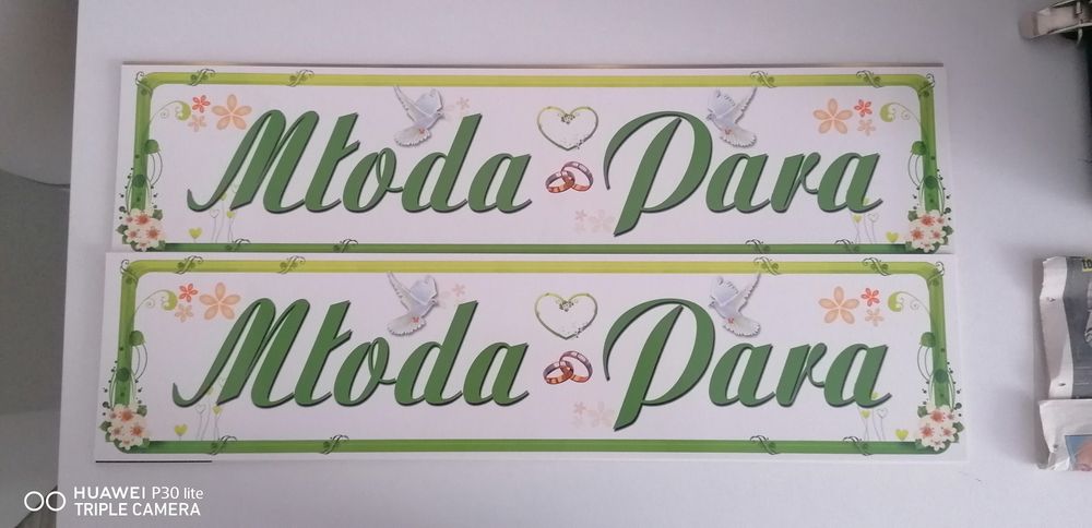 Tablice Młoda Para-ślub, ozdoby na auto