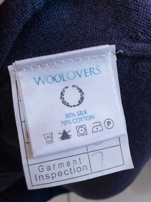 Granatowy sweter zapinany Woolovers bawełna jedwab jedwabny 38