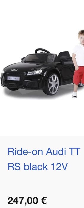 Audi tt rs preto bateria de 12v