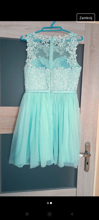 Sukienka na wesele r 38 koronka tiul siateczka miętowa