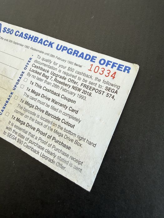 Voucher / vale Sega Master System - Mega Drive - anos 90