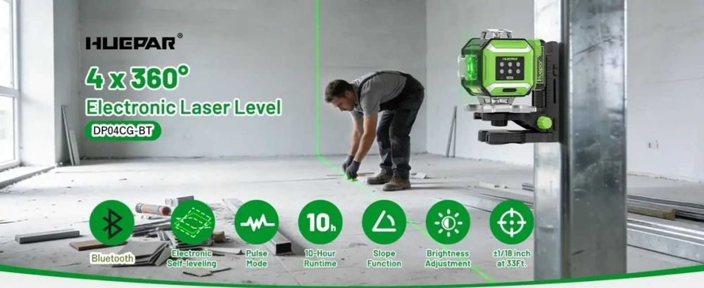 Лазерний рівень Huepar DP04CG-BT 4D (сервоприводи)