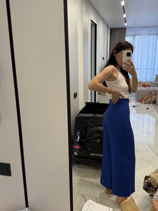Яскраво сині  брюки кюлоти zara