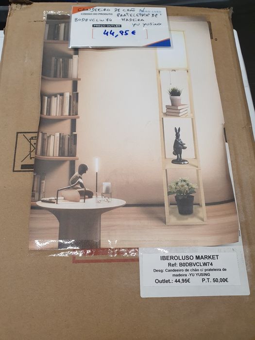 Candeeiro de chão com prateleiras de madeira -YU YUSING