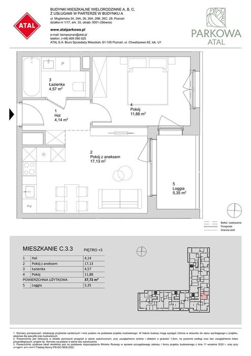2-pokojowe mieszkanie 37m2 + loggia