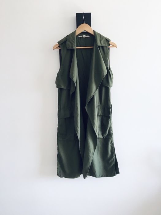 Kamizelka khaki luźna oversize waterfall zara nowa