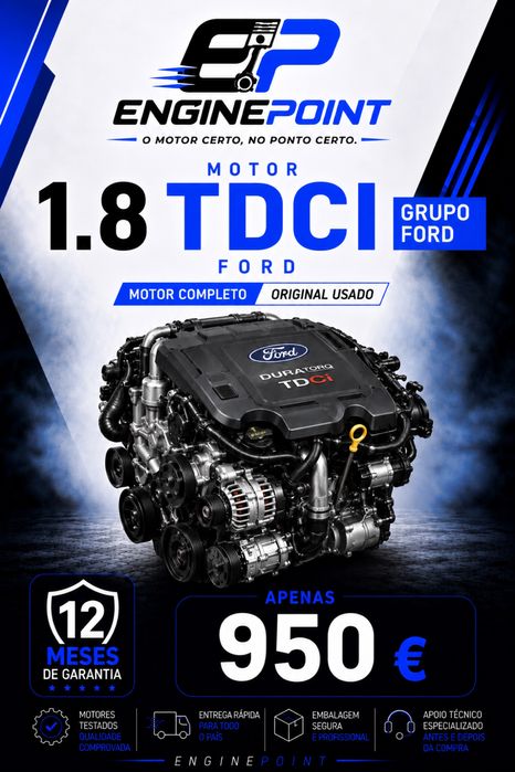 Motor Ford 1.8 TDCI Completo Usado – 12 Meses Garantia