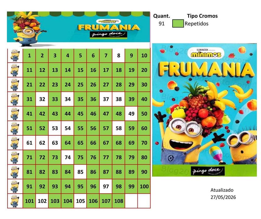 Cromos Frumania Minimos Pingo Doce (0,25€ p/ Cromo)