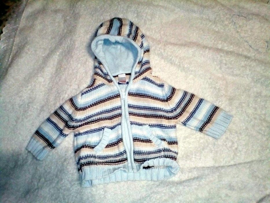 Кофта коттоновая с капюшоном (3-6 мес) одежда для новорожденных, б/у