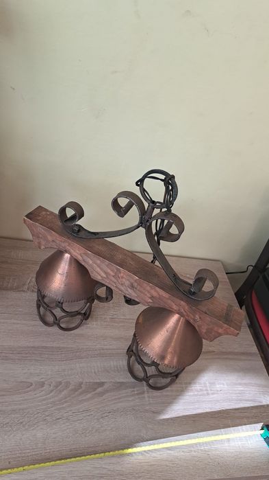 Retro Lampa Metal Drewno
