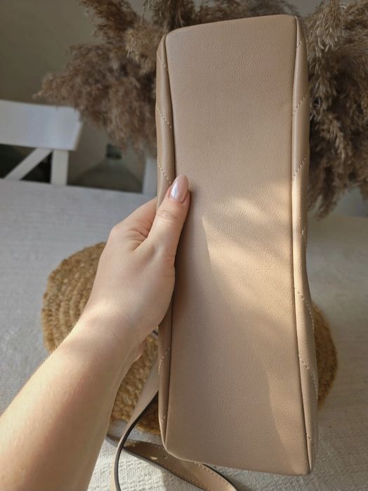Torebka Wittchen pikowana ze skóry naturalnej beżowa camel brązowa