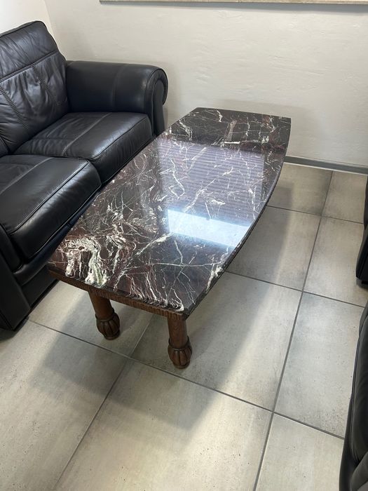 Ława stolik kawowy marmur drewno vintage