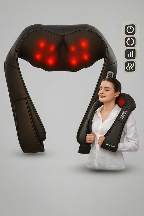 NOWY Masażer do szyi, karku, pleców i ciała podgrzewany Shiatsu Pro+