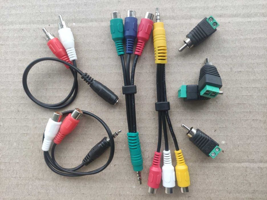 аудио шнур кабель переходник адаптер Jack 3.5мм RCA клемма AV3 тюльпан