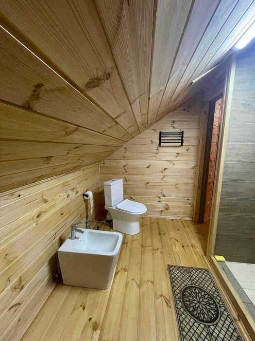 Здаю новий двохпов. зруб з каміном на 12чол.(баня та чан) ліс, Десна