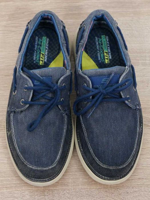 Skechers buty mokasyny jeansowe granatowe lekkie wygodne 42