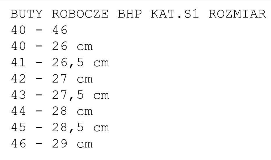 Buty Robocze Bhp r 45 długość wkładki 28.5cm