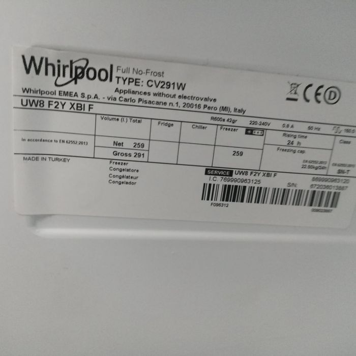 półka do zamrażarki whirlpool type CV291W