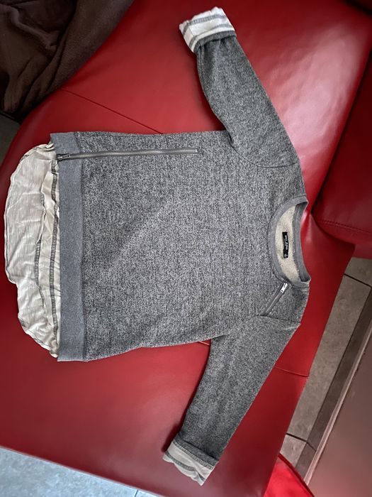 Szary sweter Max Jeans z zamkami | Efekt warstw (Layered Look) | S