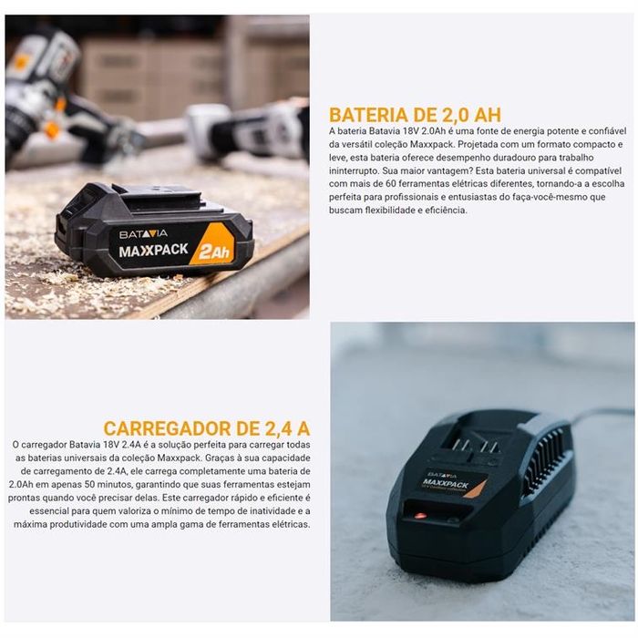 18V Starter Set – Incl. 2.0Ah Bateria+ 2.4A Carregador