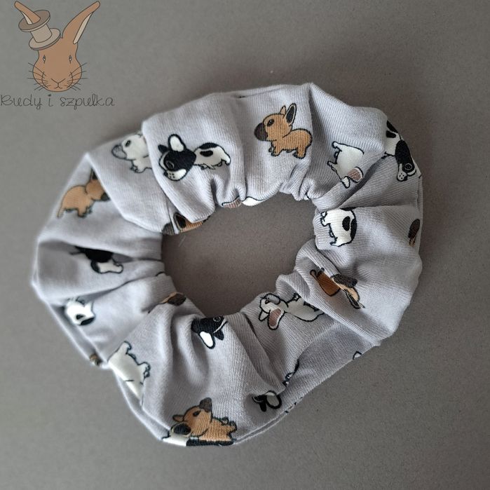 Scrunchie do włosów z motywem buldoga