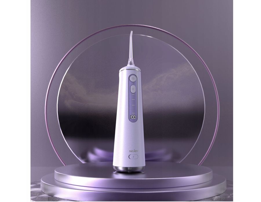 Irygator do zębów Sejoy bezprzewodowy 8 dysz 300ml fioletowy /czarny