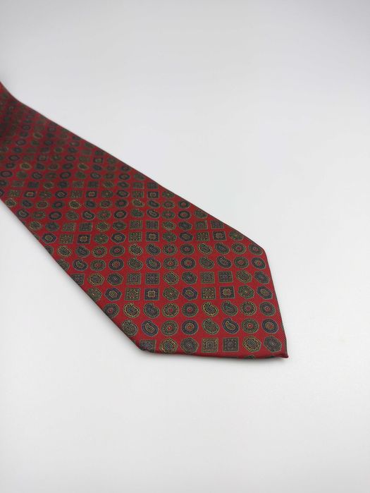 Guy Laroche czerwony jedwabny krawat paisley mp66