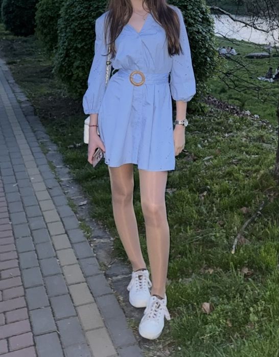 синя літня міні сукня