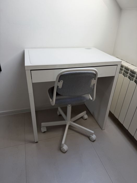 Biurko IKEA MICKE białe + krzesło obrotowe IKEA ÖRFJÄLL