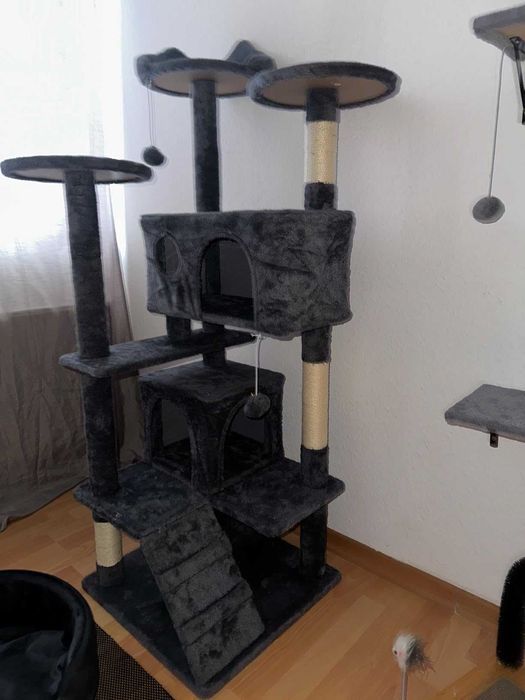 Drapak dla Kota Wielopoziomowy, Stabilny i Komfortowy Ciemnoszary NOWY