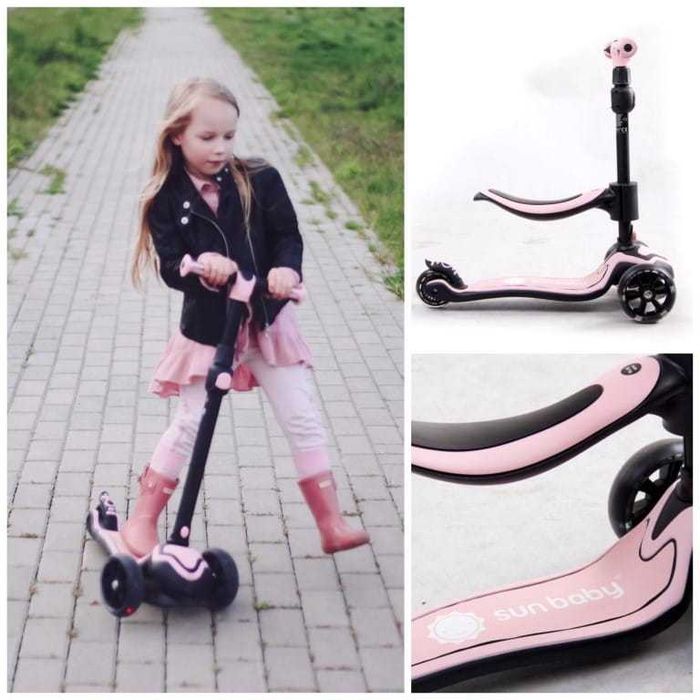 Hulajnoga FLASH z siodełkiem, trójkołowa koła skrętne do 30kg preznt