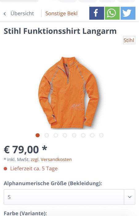 Термокофта Stihl made in Germany помаранчева s/m термобілизна