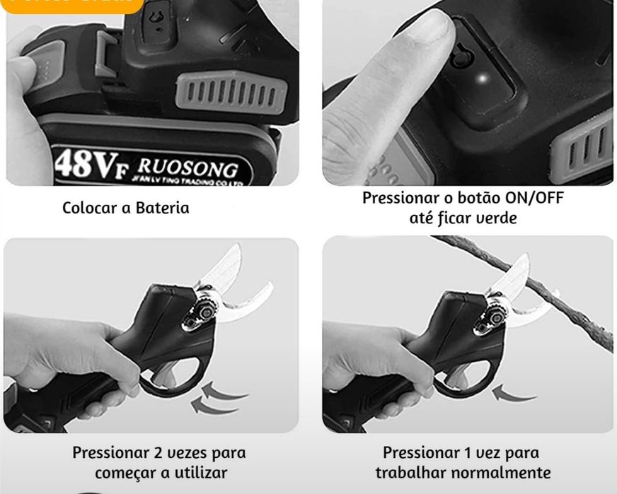 Tesoura de Poda elétrica 48V ( portes grátis),2 Baterias