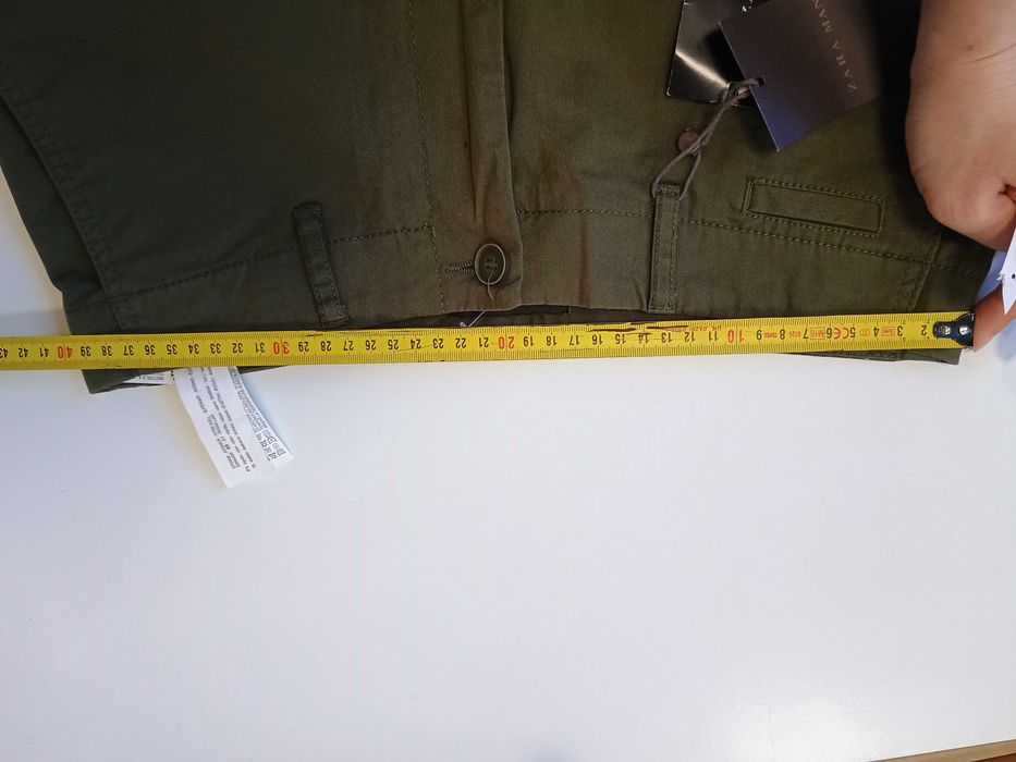 Męskie spodnie zara Man 38 relaxed 97% bawełna 3 % elastan nowe khaki