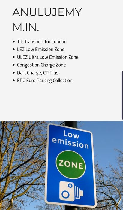 Anulowanie mandatów Transport London TfL LEZ EPC DVS ULEZ windykacja