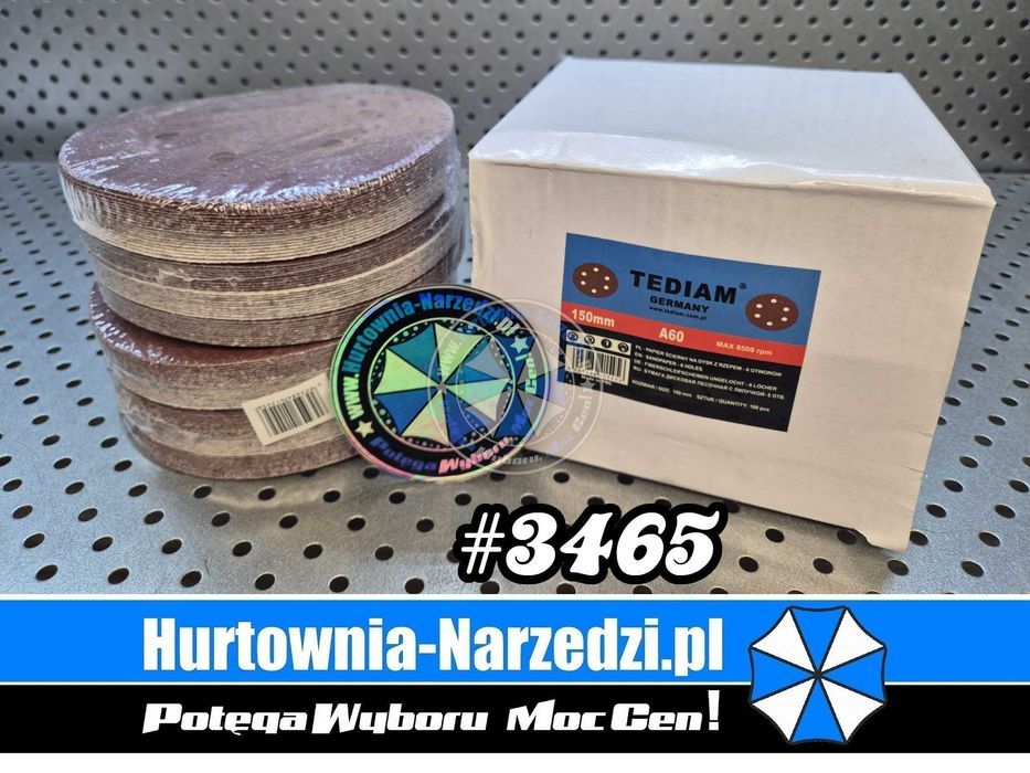 50szt. A60 Krążek na Rzep 150mm z otworami Papier Ścierny 150mm 60