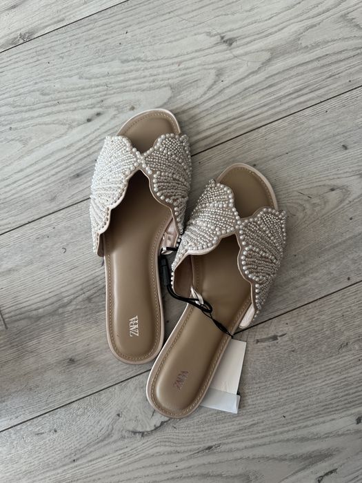 Viralowe klapki zara muszelki perly hit 39 nowe