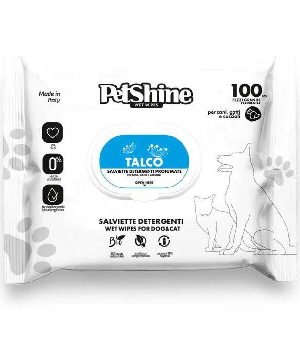 Petshine - Toalhitas hipoalergénicas para cão e gato (100 unid.)