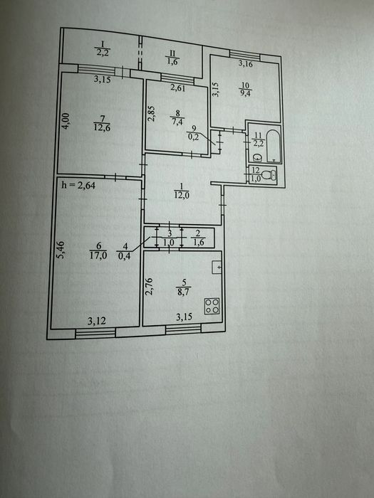 Продаж 4 кімнатна проспект Миру 26 .
