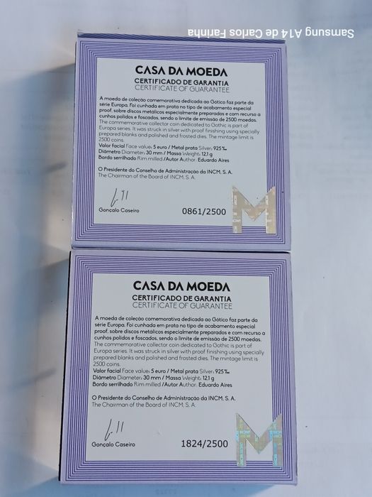 Moeda de prata prof de 5€.de 2020. O Gótico