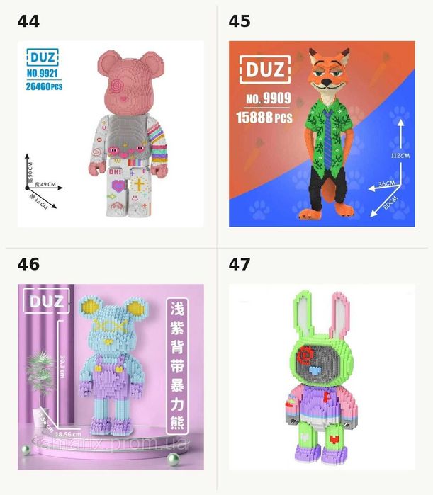 3D Конструктор Bearbrick з міні блоків Наноблок Magic Blocks Ведмедик Бербрік з LED підсвіткою мікроконструктор Ведмедик Мишка Медведь Светиться