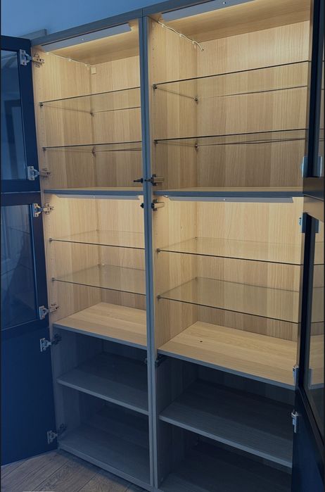 Szafa dwuskrzydłowa szklana czarna LED Besta Selsviken