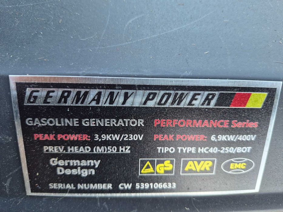 Agregat prądotwórczy Germany Power 6,9 kW AVR | 230V / 400V | Siła
