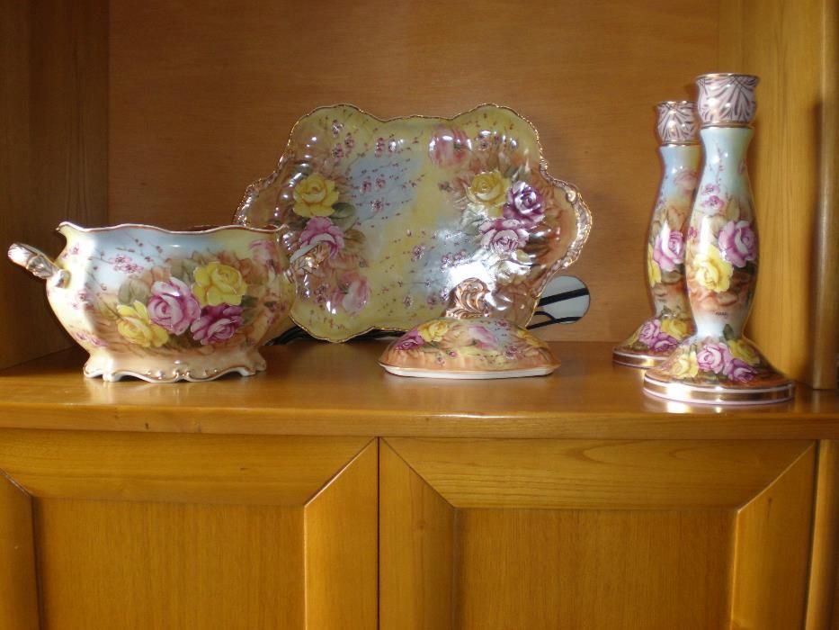 centro de mesa com castiçais pintado a mão