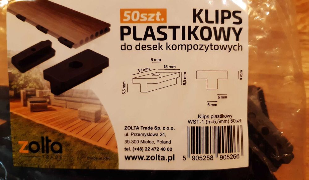 Klipsy montażowe do desek tarasowych