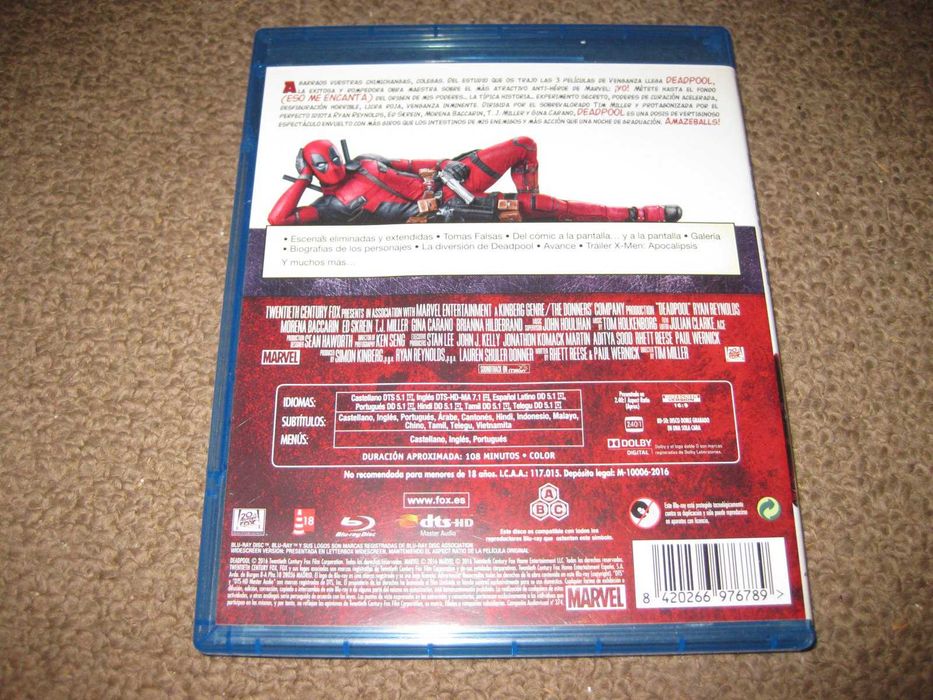 Blu-Ray "Deadpool" com Ryan Reynolds