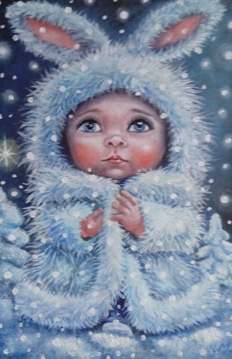 Картина «Маленьке диво» 13×18 см, мініатюра в рамці, ручна робота.